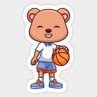 Basketball Bear Cute Cartoon Sticker